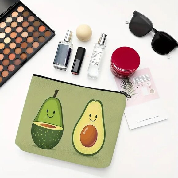 Cosmetic Bag Avacado Makeup Boho Vegan Fun Pouch Travel Storage Weekend Organize - Picture 2 of 3